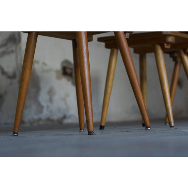 1960s Vintage Brutalist Wooden Chairs, 1960, Set of 4 For Sale - Image 5 of 15