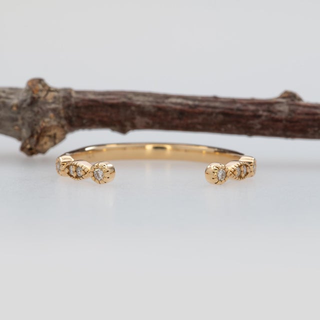 Stackable Natural Diamond Open Band in 14k Yellow Gold For Sale - Image 10 of 11