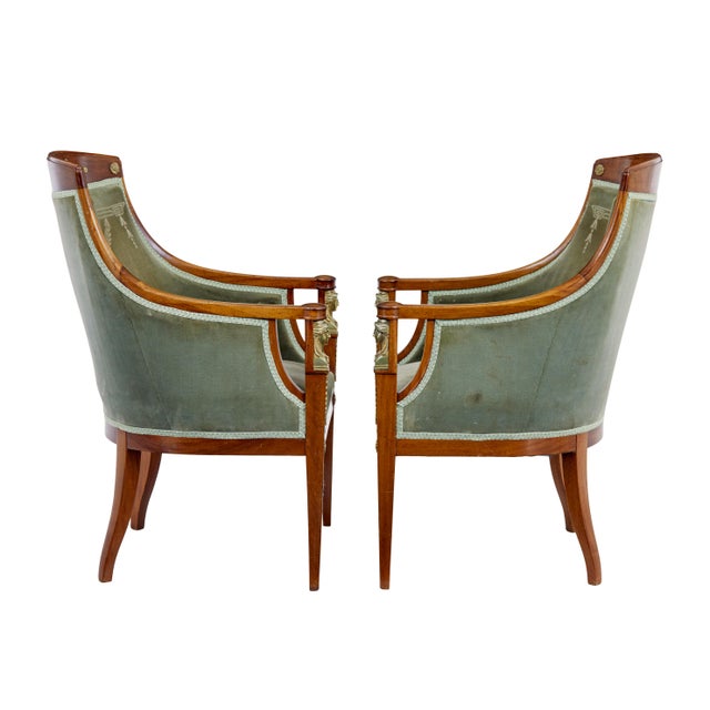 Wood Swedish Empire Revival Mahogany Lounge Suite, 1900s, Set of 3 For Sale - Image 7 of 10