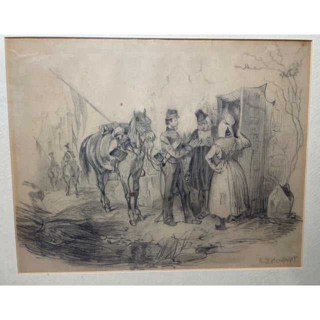 Up for sale is a wonderful antique 19th century original military sketch by Bud Cornet. It done in a realistic approach...