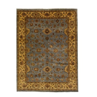Modern Tabriz Handmade Wool Rug in Gray With Floral Design For Sale