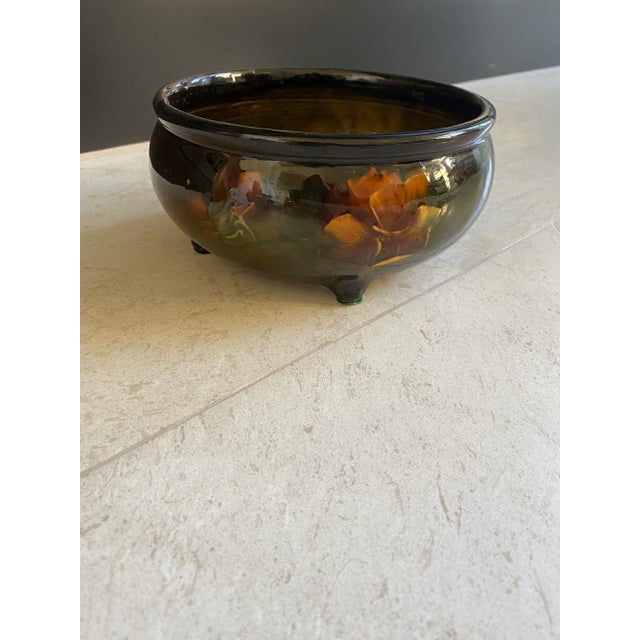 Lovely early McCoy footed bowl/pot in the dark chocolate brown standard glaze. Beautiful shade of warm chocolate brown...