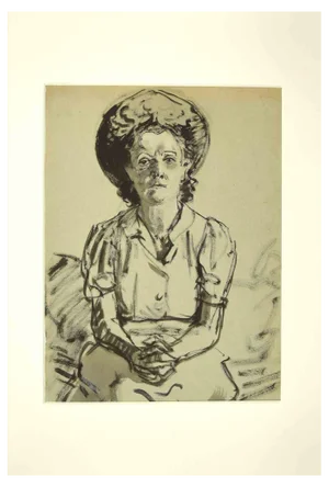 Unknown, Portrait of Woman, Original Drawing, 1950