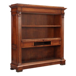Bookcase in Walnut with Corinthian Decorations For Sale