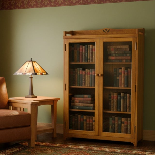 Mission Mission Bookcase / Curio Cabinet - Michael's Cherry (Mc1) For Sale - Image 3 of 11