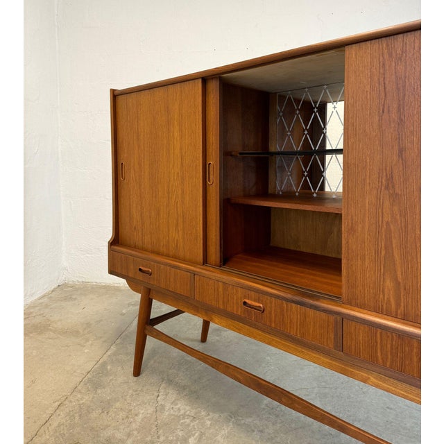 Mid-Century Modern 1950s Danish Teak Tall Sideboard / Highboard For Sale - Image 3 of 6