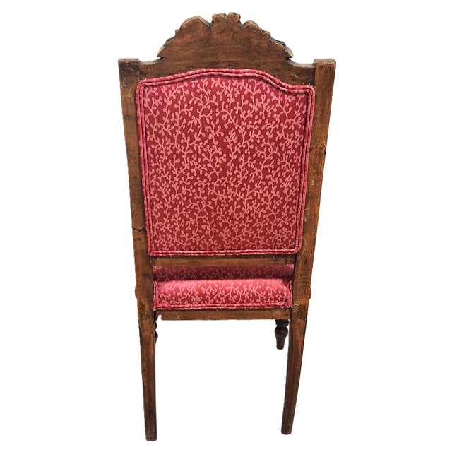 Wood Pair Antique French Louis XVI Carved Walnut Upholstered Side Chairs For Sale - Image 7 of 14