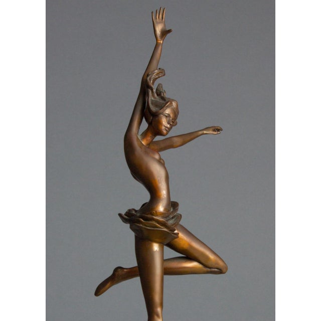 Art Deco Late 20th Century Bronze Sculpture of Dancer "Ariel" For Sale - Image 3 of 12