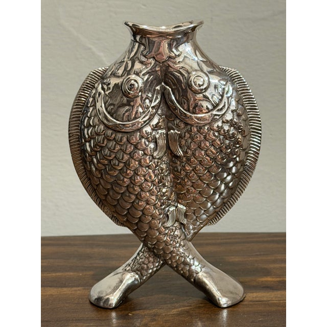 Vintage Christofle Deux Poissons Silver-Plated Fish Vase, After Émile Reiber For Sale In Dallas - Image 6 of 17