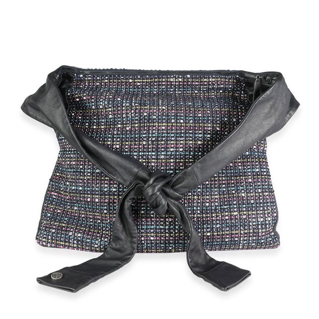 Contemporary Navy Lambskin & Multicolor Tweed Girl Bag For Sale - Image 3 of 7