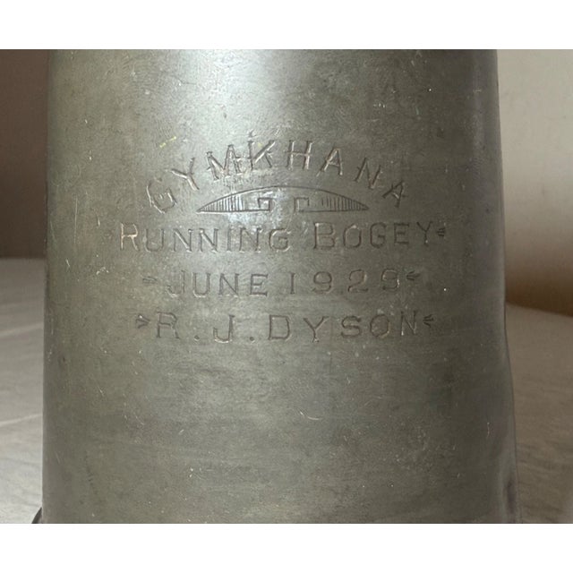 Antique 1929 Gymkhana Running Bogey Pewter Glass Trophy Award Mug Cup For Sale - Image 4 of 9