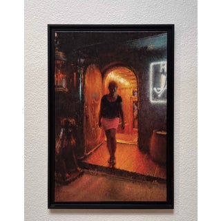 Leaving the House by Nicolas Martin | Oil on canvas Woman exiting a dimly lit doorway. For Sale