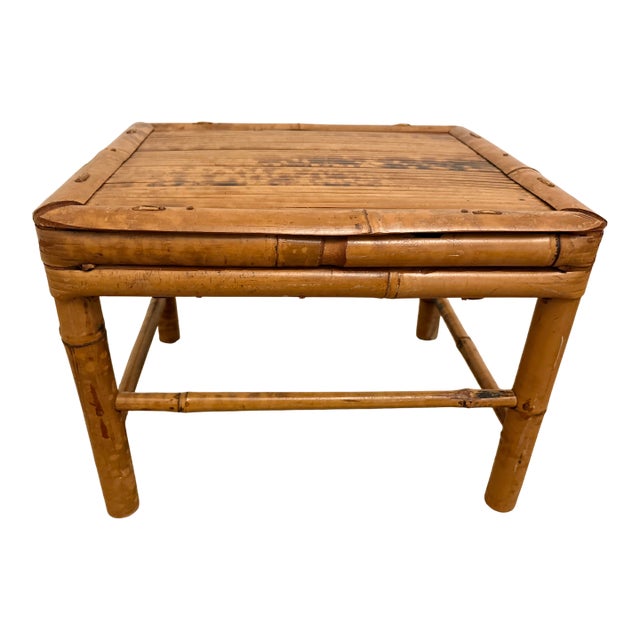 Vintage Tortoise Rattan Plant Stand, Telephone Side Table. For Sale