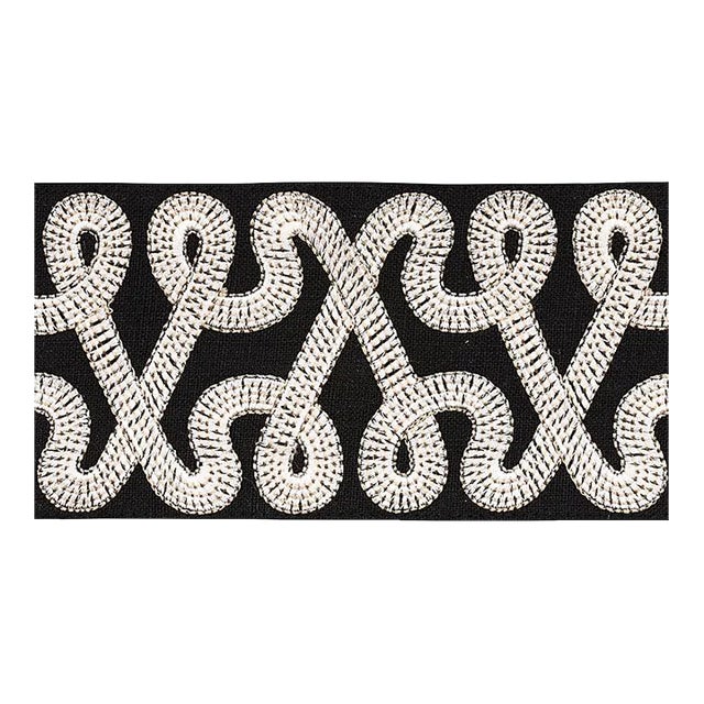 Schumacher Freeform Embroidered Tape in Black For Sale