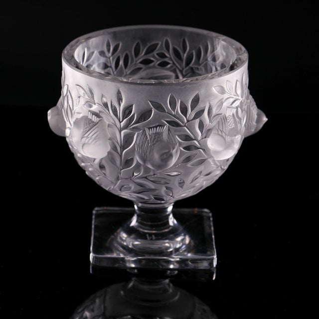Art Deco 1970s Signed Lalique France Elizabeth Frosted Crystal Vase For Sale - Image 3 of 11