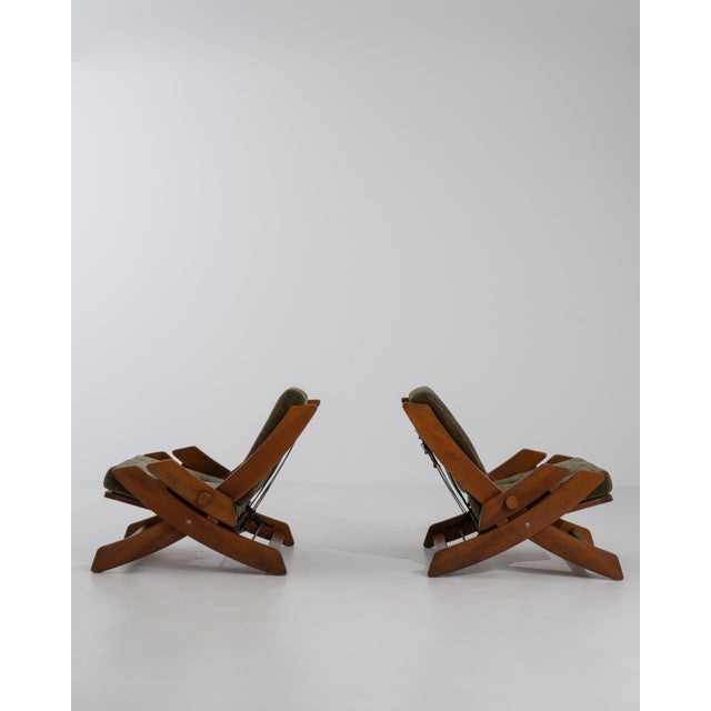 Pair Of Mid-Century Modern Lounge Armchairs With Adjustable Backs Green For Sale - Image 16 of 18