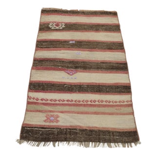 1950s Southwestern Rustic & Primitive Striped Small Rug For Sale