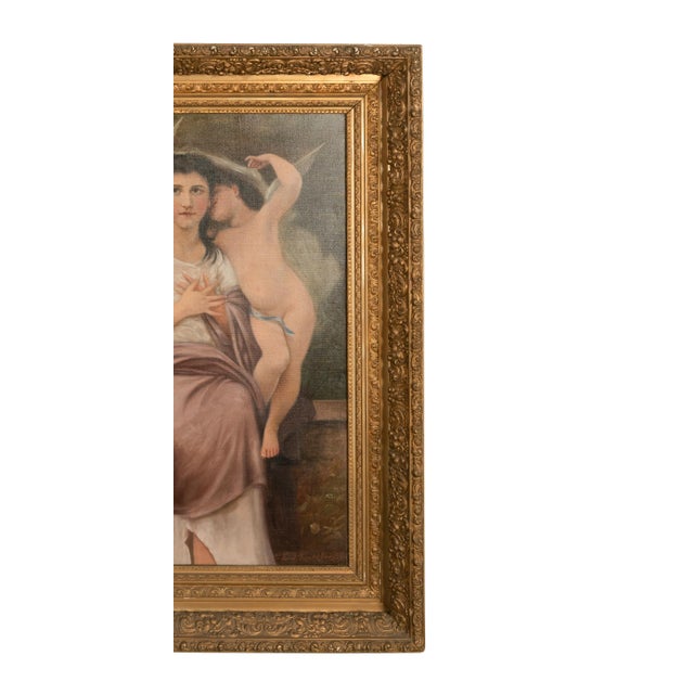 Late 19th Century Large Antique French 19th Century Oil Canvas Painting "Hearts Awakening" Cherubs by William-Adolphe Bouguereau, 1892 For Sale - Image 5 of 14