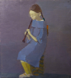 Igor Smekalov, Portrait with Flute, 21st Century, Oil Painting