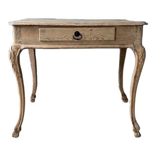 18th Century French Provincial Bleached Fruitwood Writing Table With Cabriole Legs For Sale