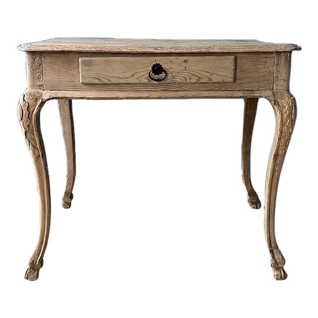 18th Century French Provincial Bleached Fruitwood Writing Table With Cabriole Legs For Sale