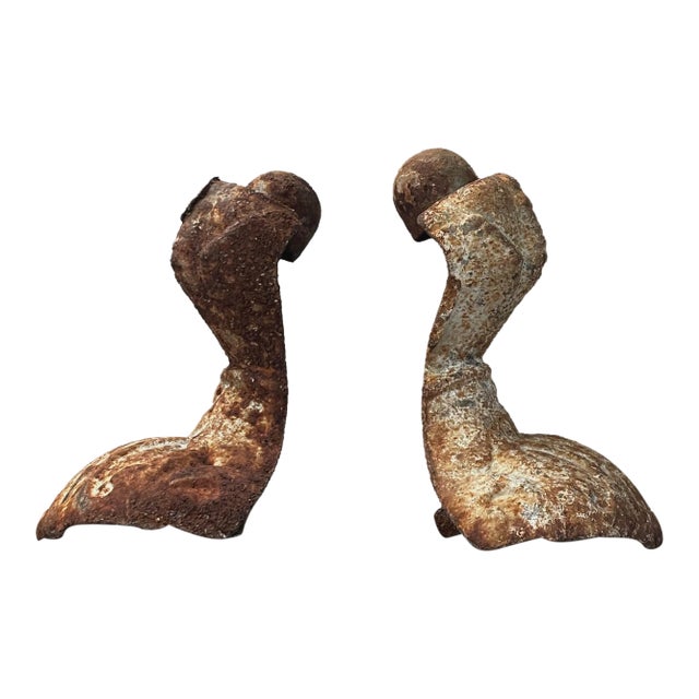 Antique Pair of Cast Iron Patinated Leg Bookends For Sale