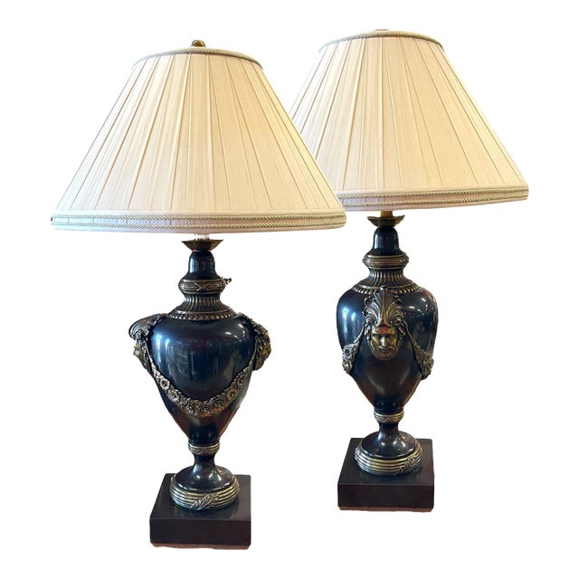 Maitland Smith Marble Lamps W/ Bronze Ormolu Pair | Chairish
