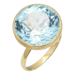 Round Cut Aquamarine Solitaire Ring Size 7