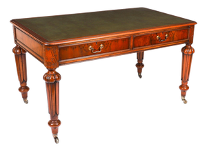 Antique Victorian Partner's Writing Desk, 19th Century