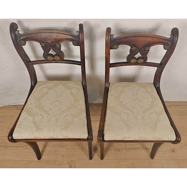 Wood Victorian Chairs in Carved Upholstered Mahogany, 1890, Set of 2 For Sale - Image 7 of 18