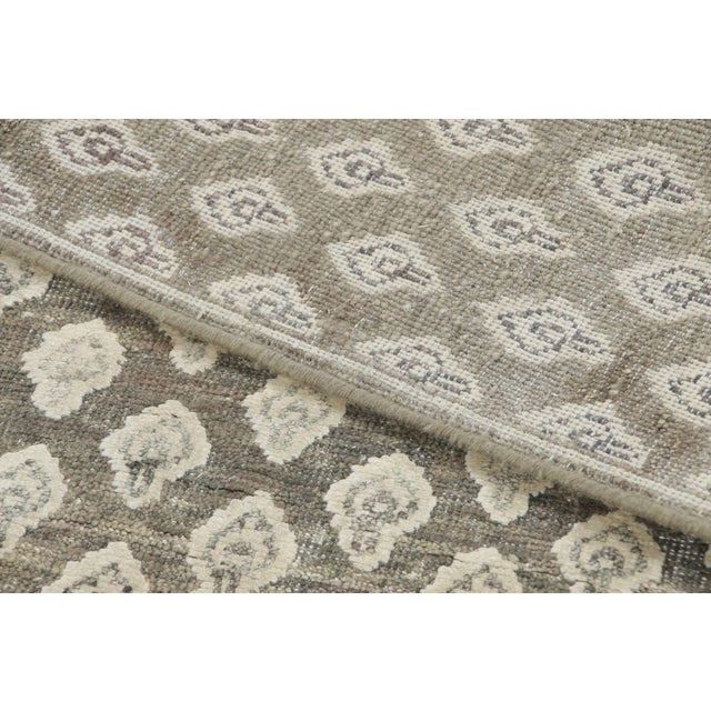 Textile Rug & Kilim’s Block Print Runner Rug, Brown With Cream Floral Motifs For Sale - Image 7 of 7