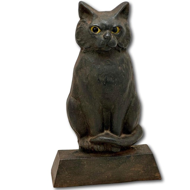 This Really is a Very Rare & Unusual Antique Cast Iron Cat Doorstop. Circa Approx. 1920s. Large One Piece Heavy Solid Cast...