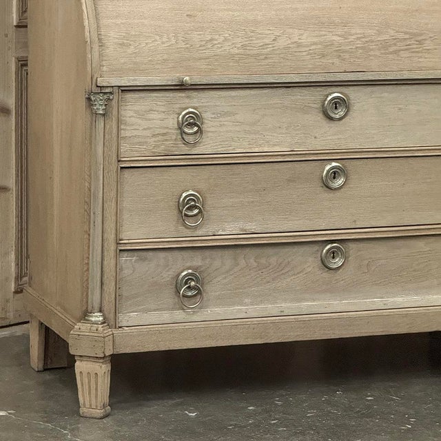 18th Century Dutch Neoclassical Stripped Oak Secretary ~ Bookcase For Sale - Image 9 of 18