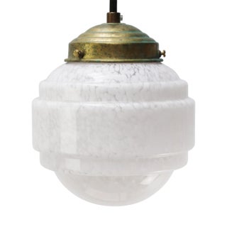 French Clichy White Glass Pendant Lamp For Sale
