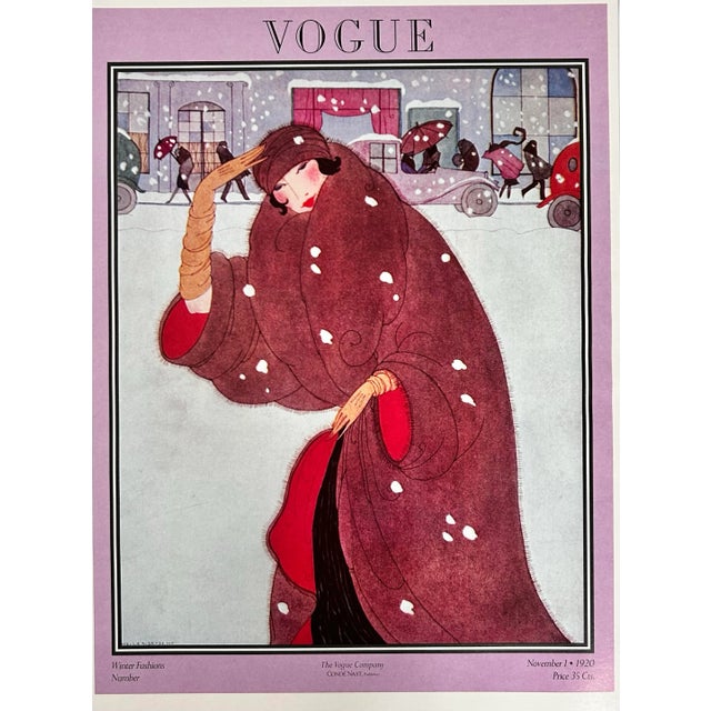 A sophisticated pair of vintage Vogue cover prints featuring Paris winter fashions from 1920 and 1925. These images...