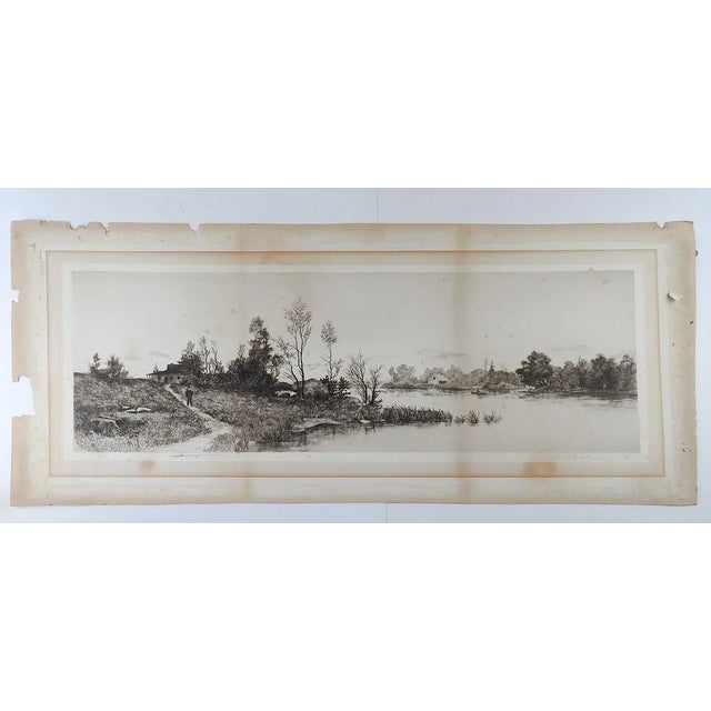 Antique Fisherman & Landscape Etching For Sale In Seattle - Image 6 of 7