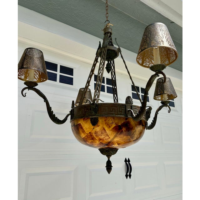 1990s Maitland-Smith Penn Shell Bronze Chandelier W/Rams Heads For Sale - Image 12 of 12