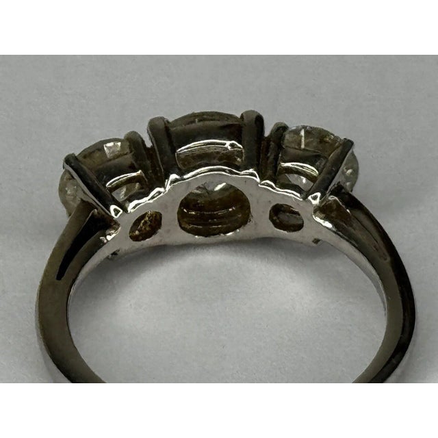 Exquisite 18ct White Gold Trilogy Diamond Engagement Ring – 2ct, British Vintage Original For Sale - Image 4 of 18