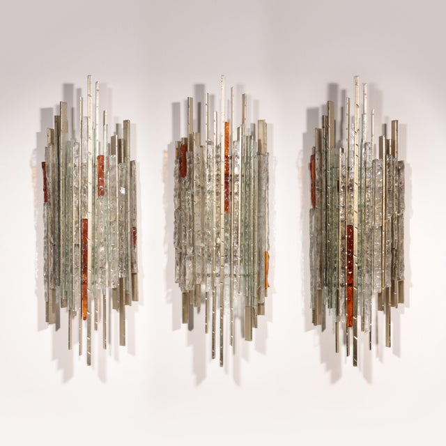 Italian Brutalist Sculptural Wall Lamp attributed to Biancardi & Jordan for Poliarte, 1970s, Set of 3 For Sale - Image 3 of 11