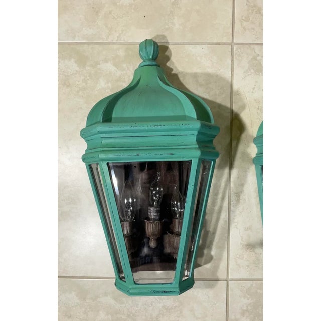 Pair of Powder Coated Aluminium Wall Lantern For Sale - Image 11 of 12