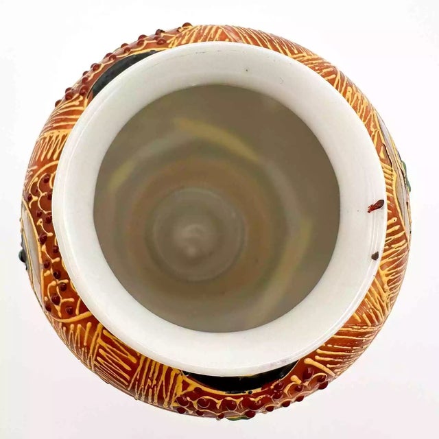 Small Mid 20th Century Japanese Satsuma Vase With Moriage Chinoiserie Gold Trim Colorful For Sale - Image 11 of 12