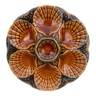 Majolica Oyster Plate Sarreguemines Circa 1950 For Sale