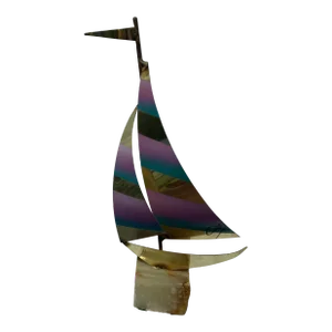 1990s Mario Jason Brass Sailboat Sculpture