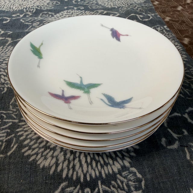 Japanese Crane Plate Set, 1960s, Set of 5 For Sale - Image 9 of 11
