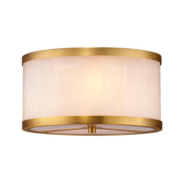 2020s Jamie Young Small Upsala Alabaster Flush Mount Ceiling Light For Sale - Image 5 of 7