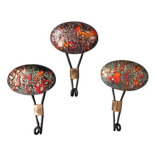 Enamelled Coat Hooks by Harvey Creazioni, 1960s, Set of 3 For Sale