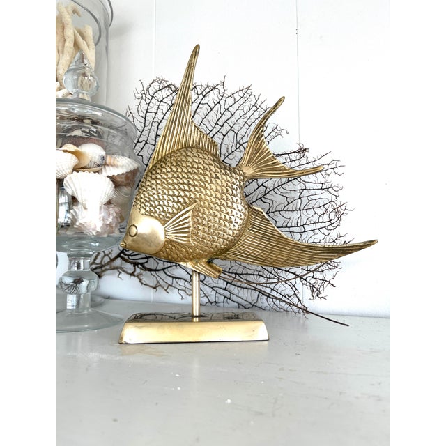 Vintage Brass Angelfish Statue For Sale - Image 10 of 13