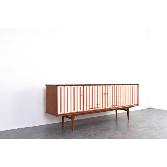 White Mid-Century Modern Hand-Painted Teak Sideboard, 1960s For Sale - Image 8 of 17