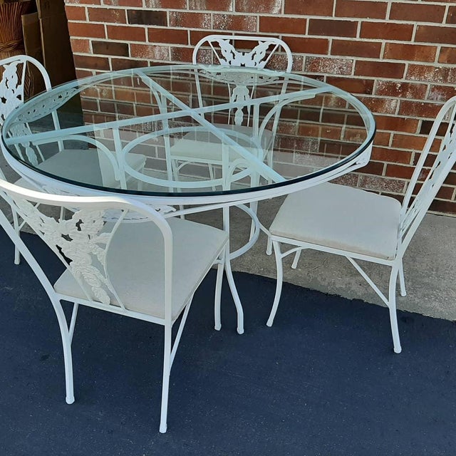 Vintage Cast Aluminum Patio Table & 4 Chairs Chairish