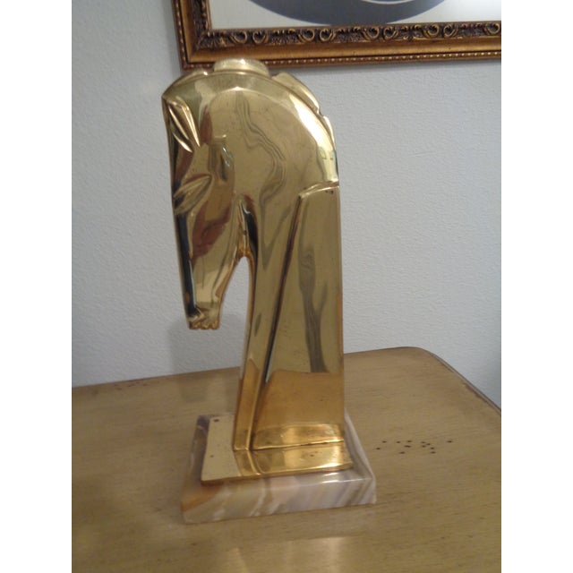 1960s Vintage Hollywood Regency Brass Horse Head For Sale - Image 5 of 9